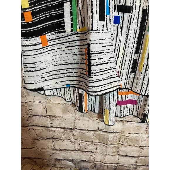 Multiples Artsy Top Womens Medium Colorful Retro Stripes Asymmetric Hem Zip Up - Picture 6 of 13